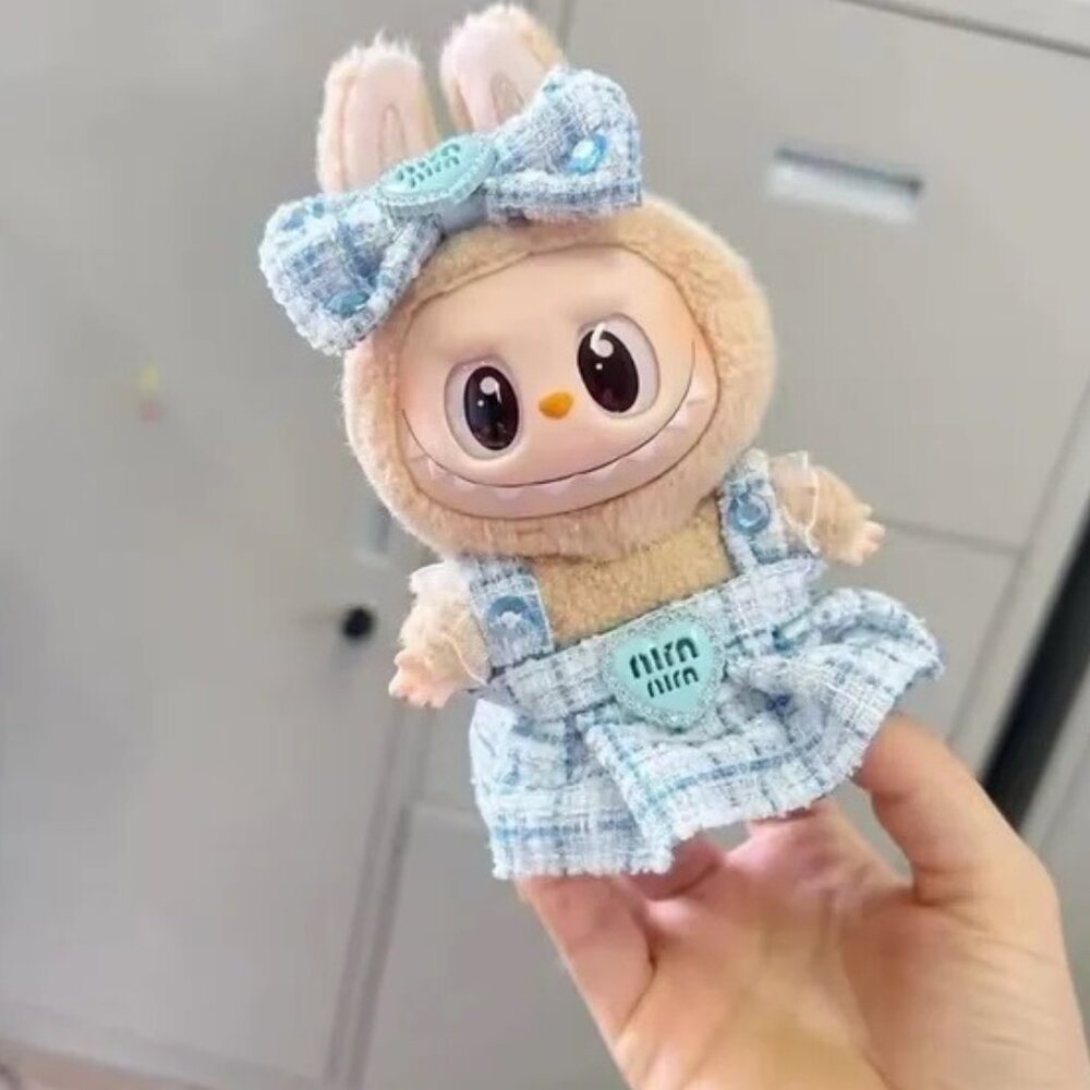 Labubu Have a Seat Designer Clothing Outfit Dress Blue Monsters Doll Plush Toy